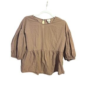 A new Day Brown peplum shirt size Medium Women’s